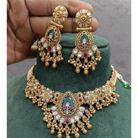 Manisha Jewellery Traditional Pota Stone Pearl Choker Necklace Set