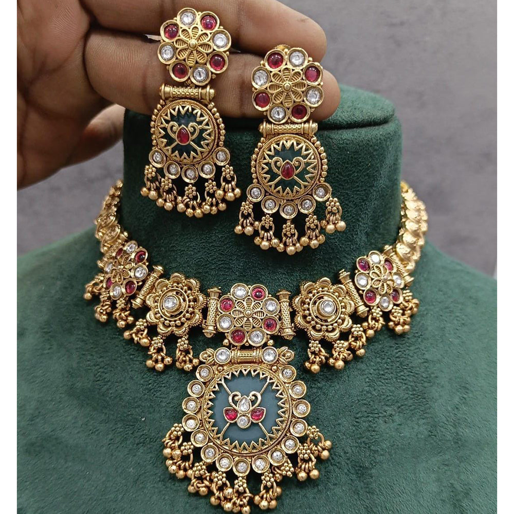 Manisha Jewellery Traditional Pota Stone Pearl Choker Necklace Set