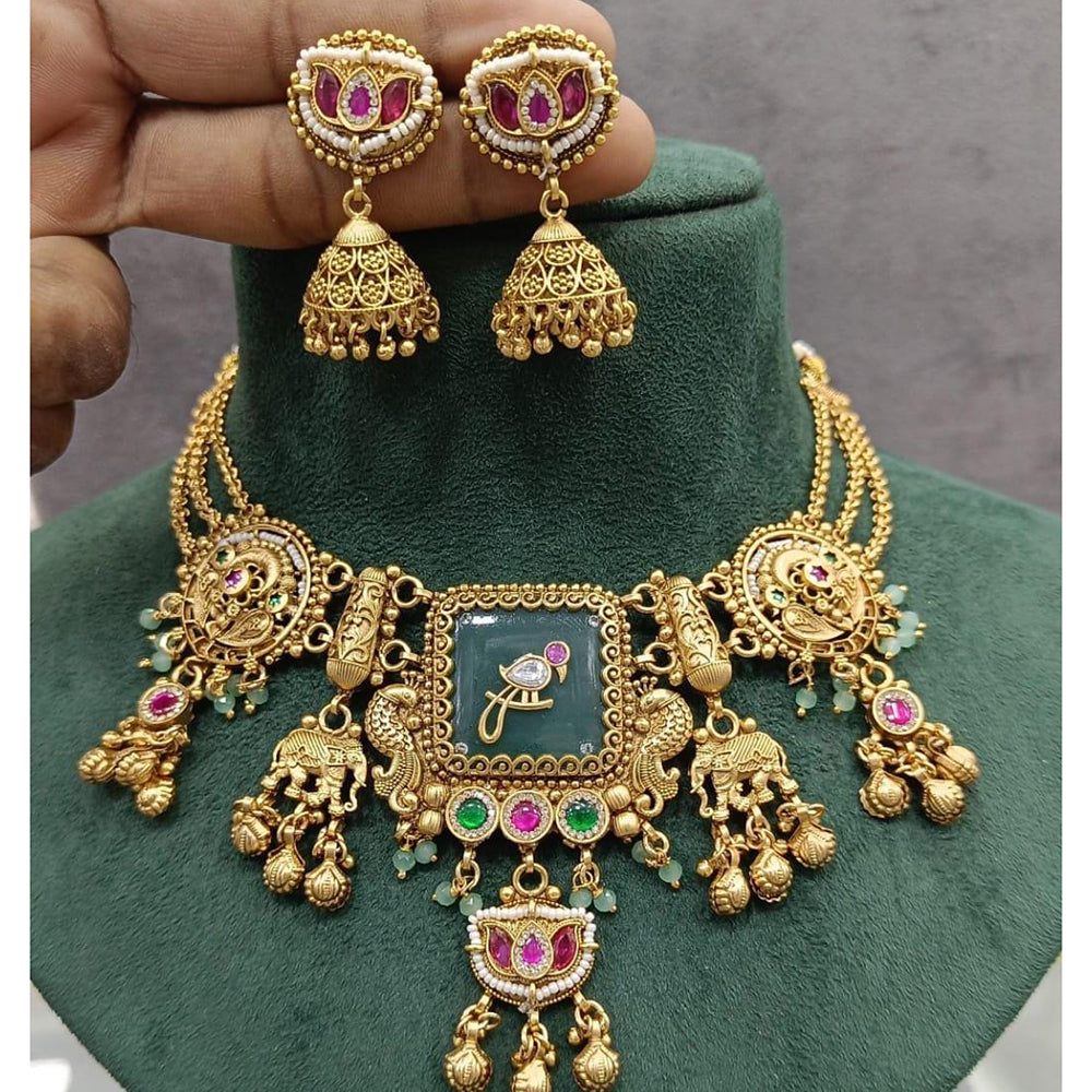 Manisha Jewellery Traditional Pota Stone Pearl Choker Necklace Set