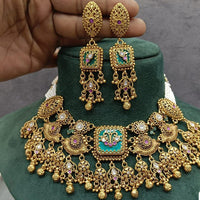 Manisha Jewellery Traditional Pota Stone Pearl Choker Necklace Set