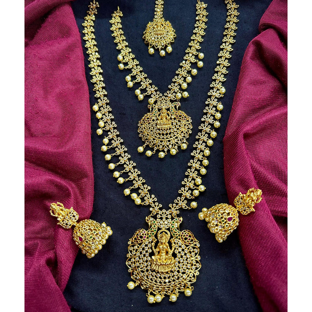 Manisha Jewellery Designer Austrian Stone Beads Temple Dual Necklace Set