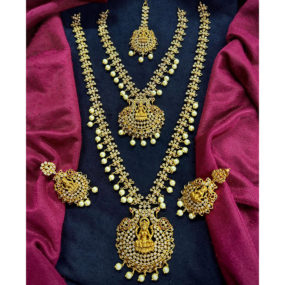 Manisha Jewellery Designer Austrian Stone Beads Temple Dual Necklace Set