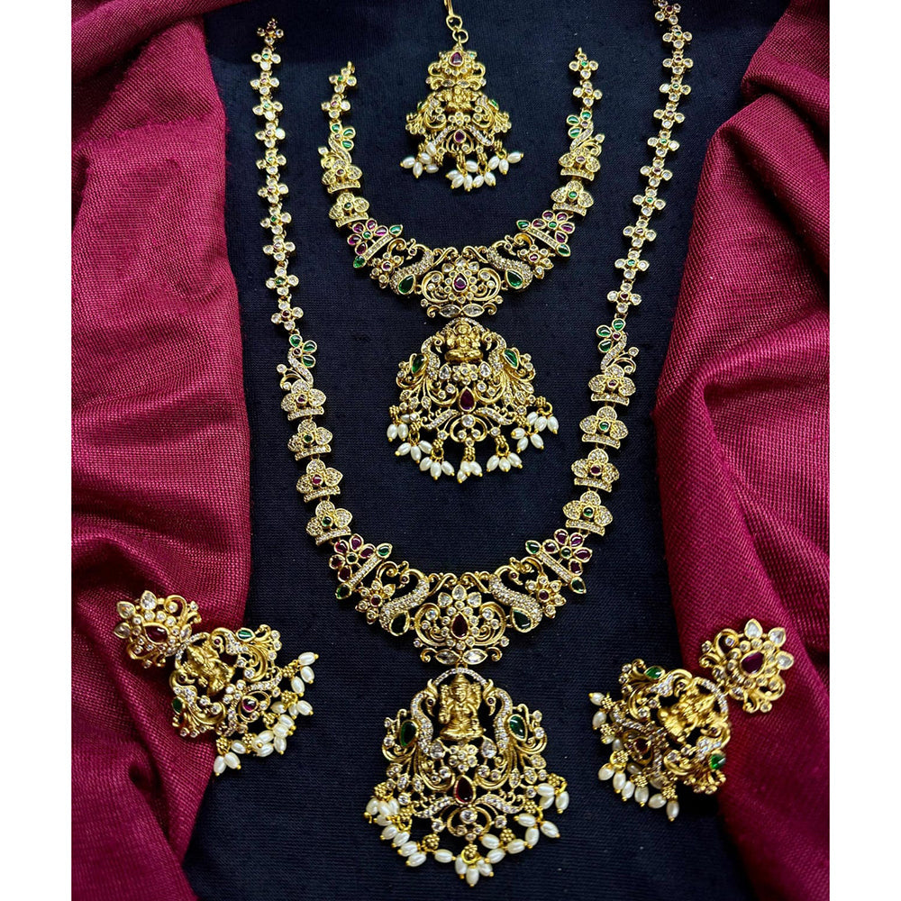 Manisha Jewellery Designer Austrian Stone Beads Temple Dual Necklace Set