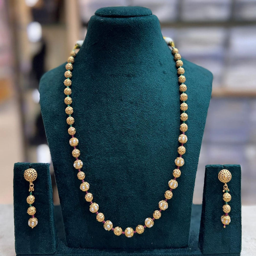 Manisha Jewellery Elegant Pota Stone And Beaded Long Necklace Set