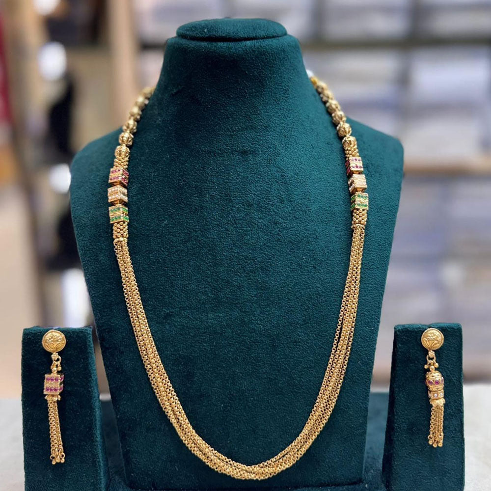 Manisha Jewellery Elegant Pota Stone And Beaded Long Necklace Set