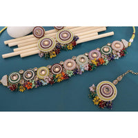 Manisha Jewellery Sparkling Crystal Stone And Pearl Choker Necklace Set