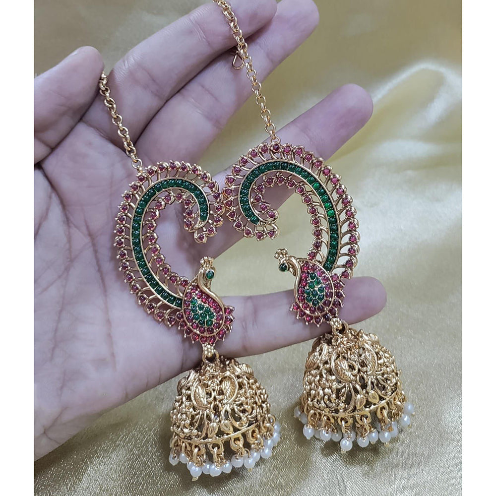 Manisha Jewellery Royal Pota Stone And Pearl Jhumki Earrings