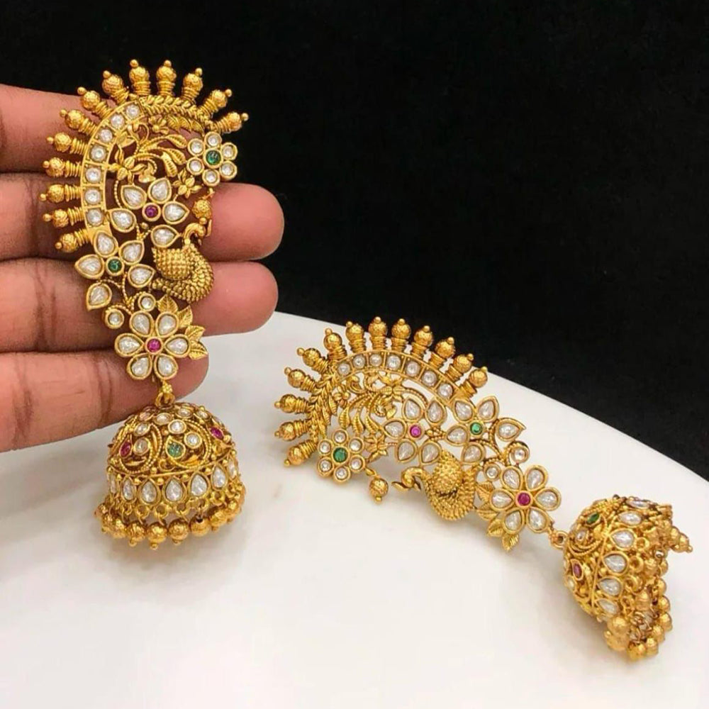 Manisha Jewellery Royal Pota Stone And Pearl Jhumki Earrings