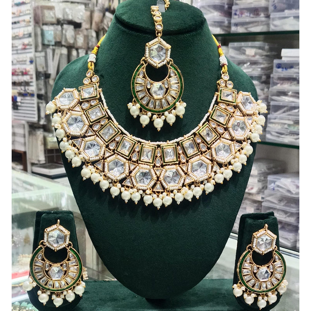 Manisha Jewellery Regal Aura Crystal Stone And Pearl Necklace Set