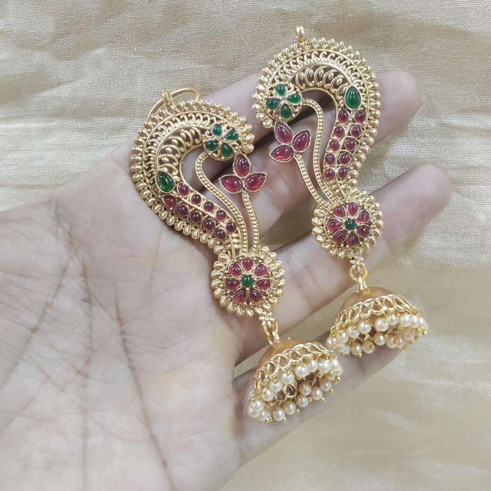 Manisha Jewellery Traditional Pota Stone And Pearl Earcuff Jhumki