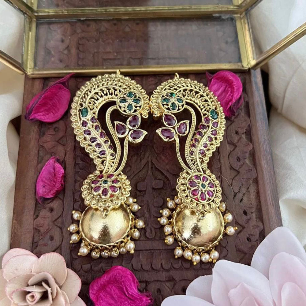 Manisha Jewellery Traditional Pota Stone And Pearl Earcuff Jhumki