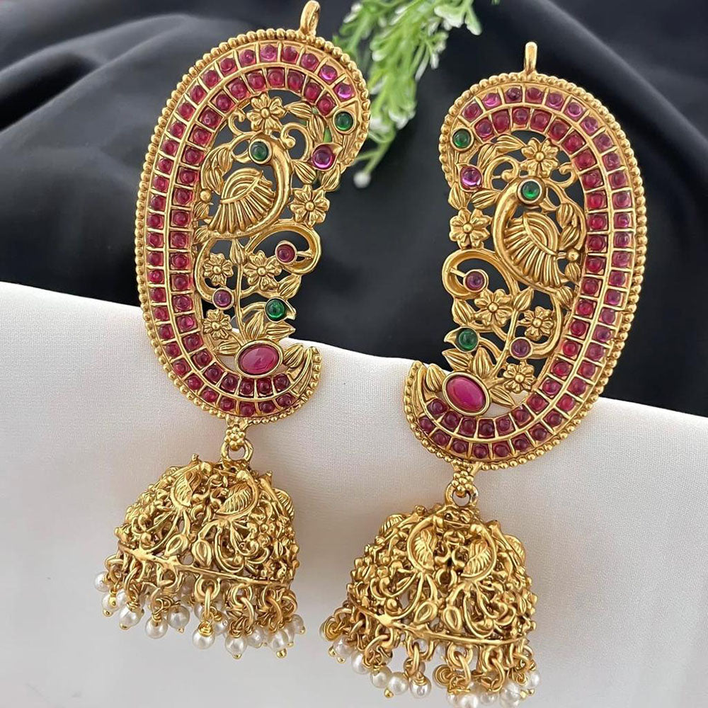 Manisha Jewellery Traditional Pota Stone And Pearl Earcuff Jhumki