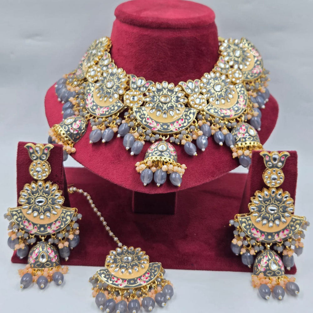 Manisha Jewellery Designer Kundan Stone And Meenakari Choker Necklace Set
