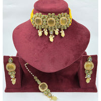 Manisha Jewellery Royal Austrian And Pota Stone Beads Choker Necklace Set