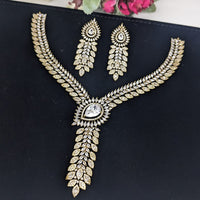 Manisha Jewellery American Diamond Leaf Design Statement Necklace Set