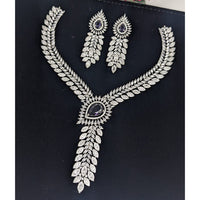 Manisha Jewellery American Diamond Leaf Design Statement Necklace Set
