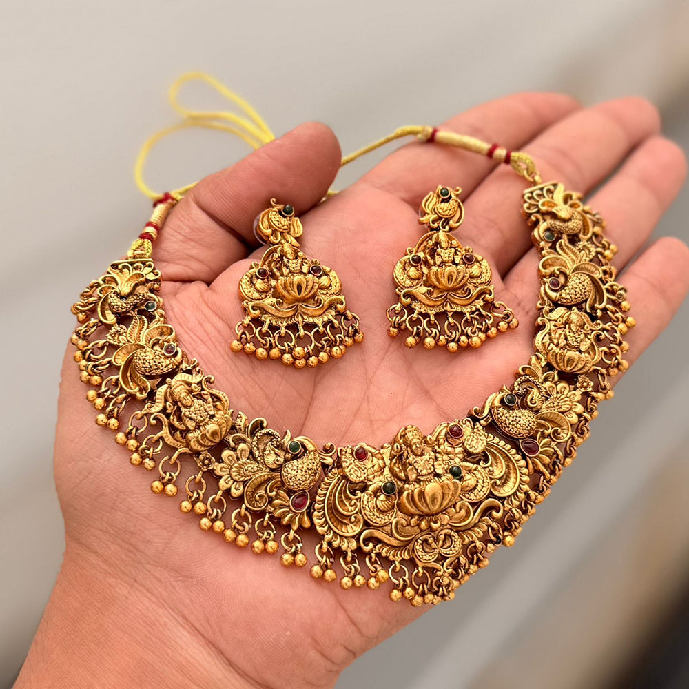 Manisha Jewellery Royal Pota Stone And Temple Designer Necklace Set