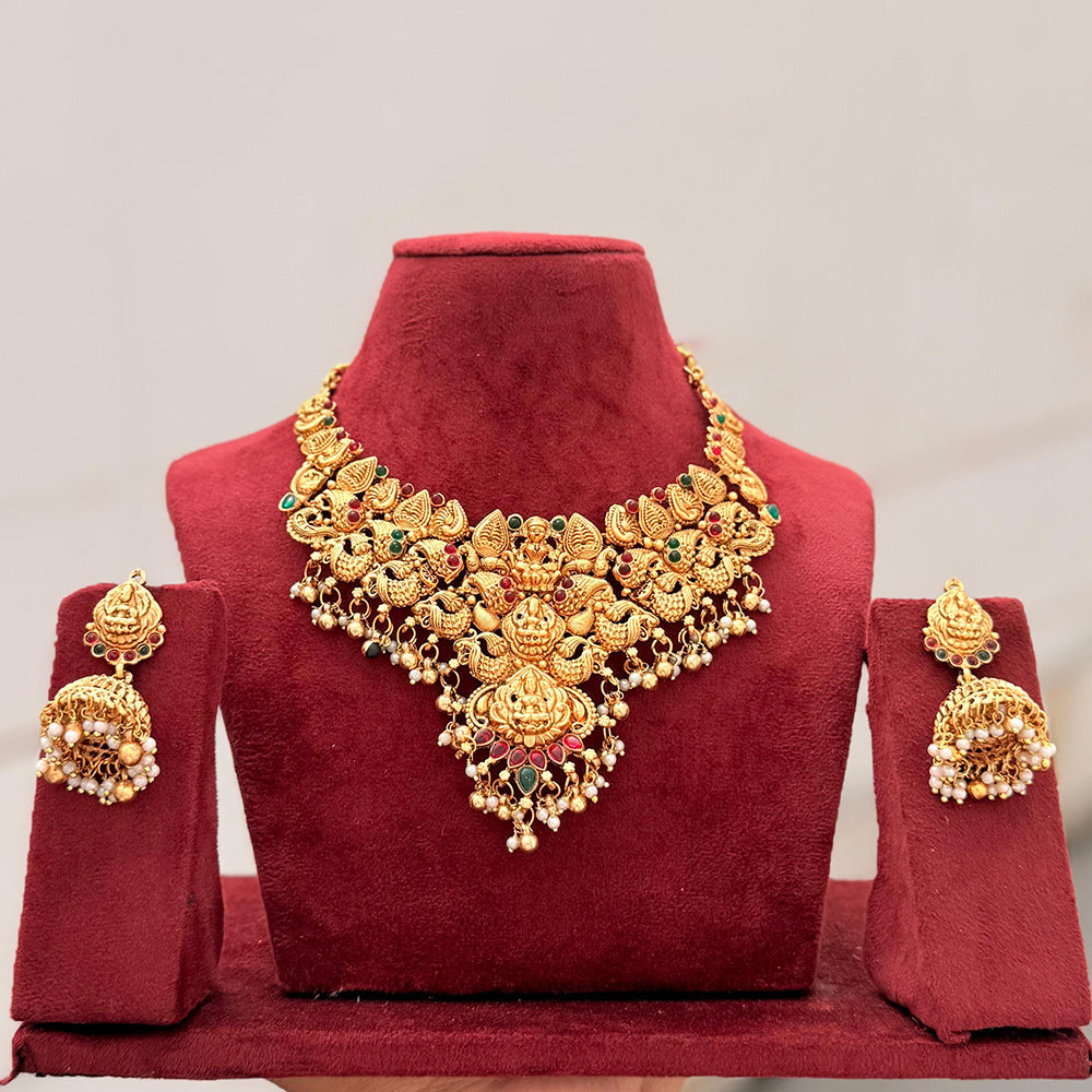 Manisha Jewellery Royal Pota Stone And Temple Designer Necklace Set