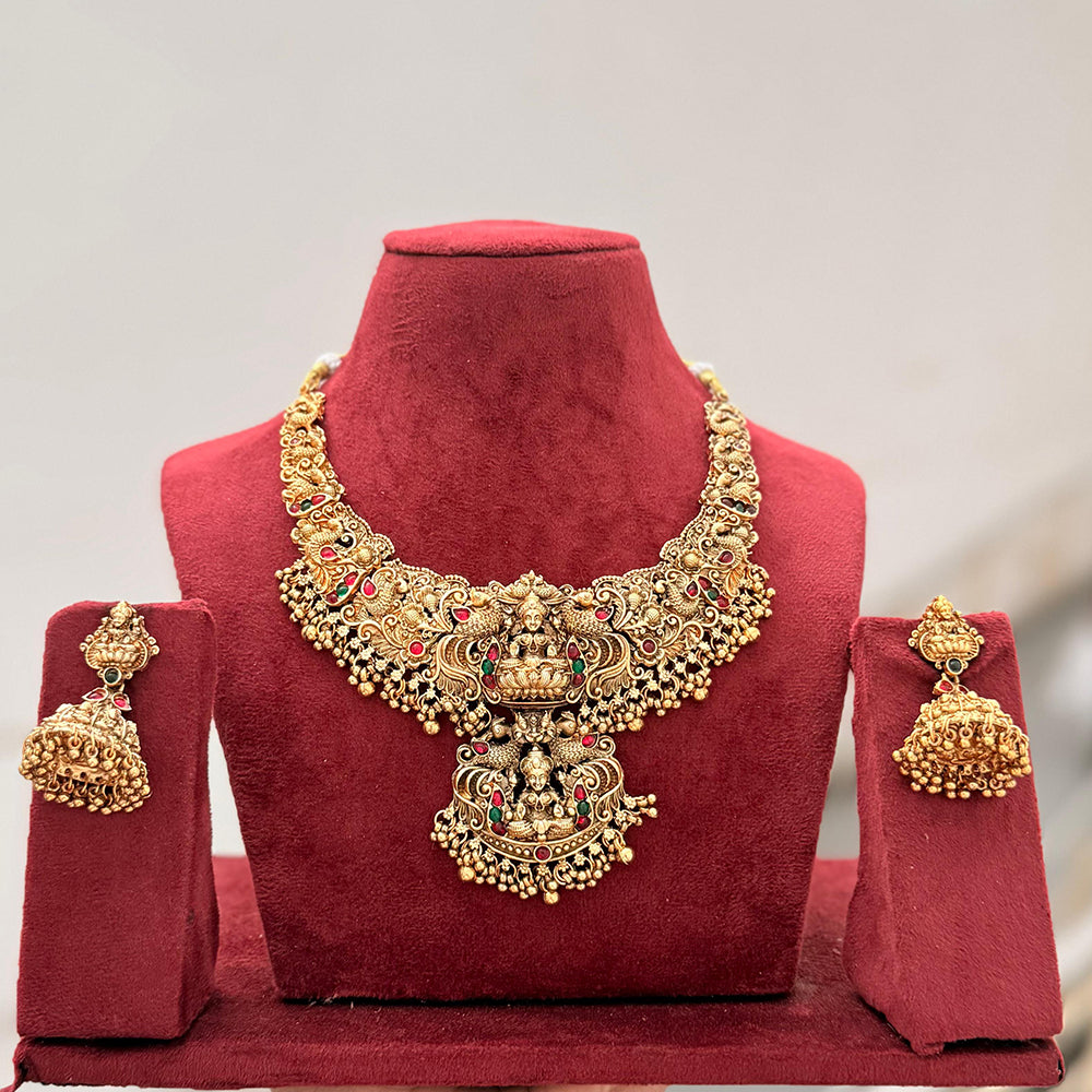 Manisha Jewellery Royal Pota Stone And Temple Designer Necklace Set