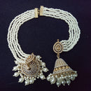 Manisha Jewellery Grand Crystal Stone And Pearl Jhumki Earrings With Kanchain