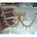 Manisha Jewellery Grand Kundan Stone And Pearl Jhumki Earrings With Kanchain