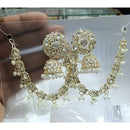 Manisha Jewellery Grand Kundan Stone And Pearl Jhumki Earrings With Kanchain