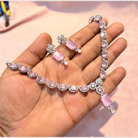 Manisha Jewellery Premium  American Diamond Designer Necklace Set