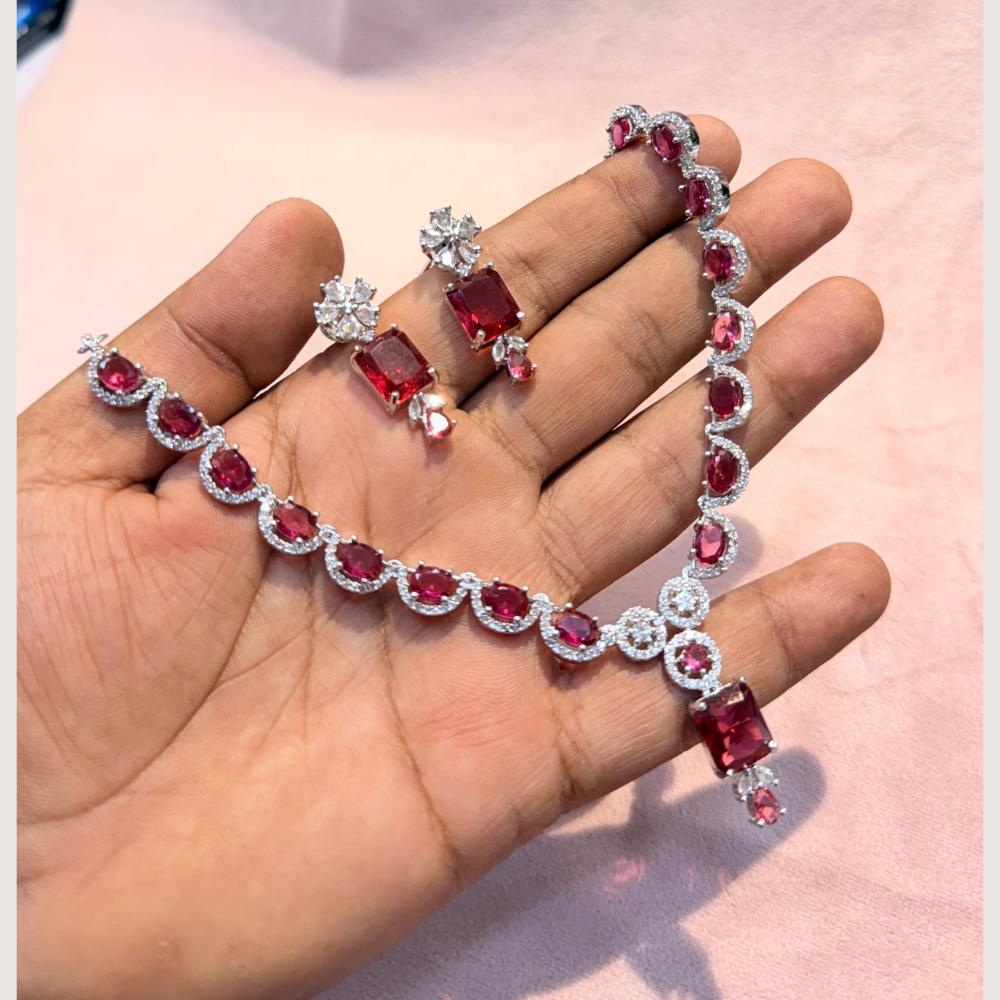 Manisha Jewellery Premium  American Diamond Designer Necklace Set