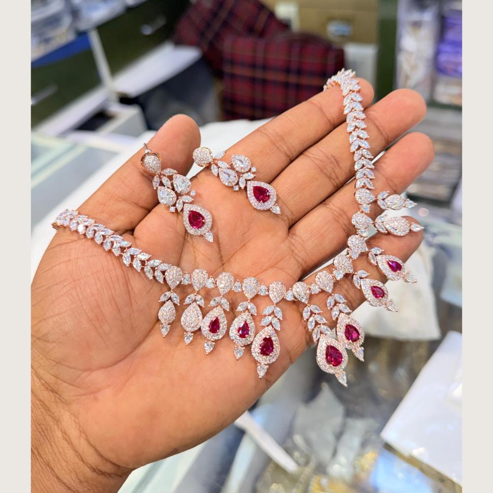 Manisha Jewellery Premium  American Diamond Designer Necklace Set