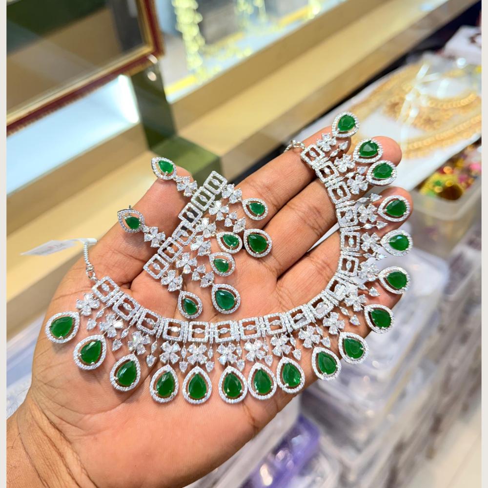 Manisha Jewellery Premium  American Diamond Designer Necklace Set