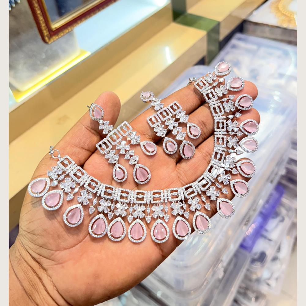 Manisha Jewellery Premium  American Diamond Designer Necklace Set