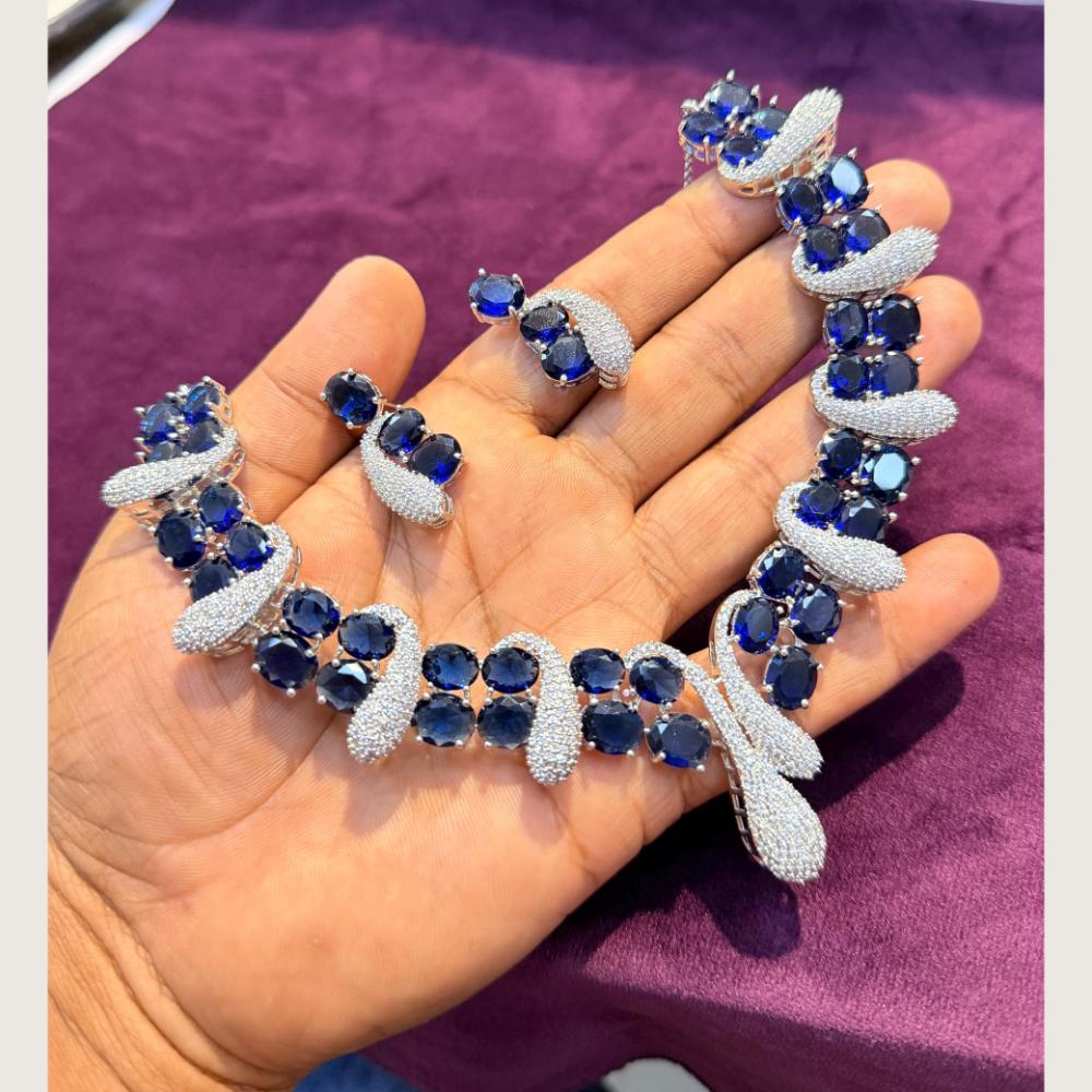 Manisha Jewellery Premium  American Diamond Designer Necklace Set