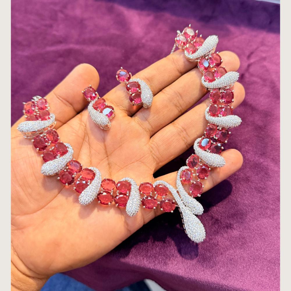 Manisha Jewellery Premium  American Diamond Designer Necklace Set