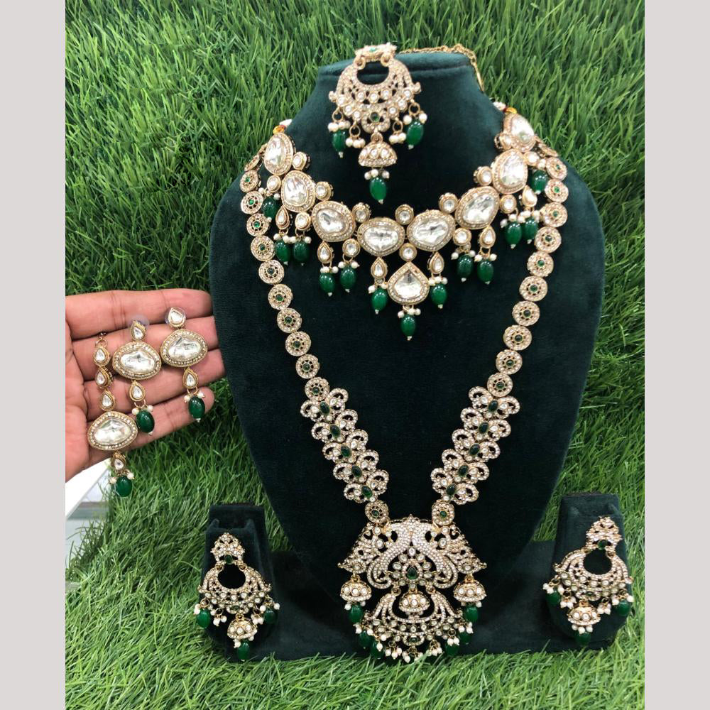 Manisha Jewellery Luxury Pota Stone And Austrian Pearl Double Necklace Set