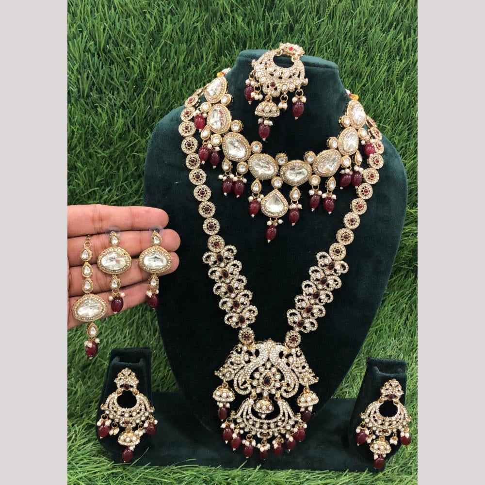 Manisha Jewellery Luxury Pota Stone And Austrian Pearl Double Necklace Set