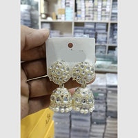 Manisha Jewellery Ethnic Kundan Stone And Pearl Jhumki Earrings 
