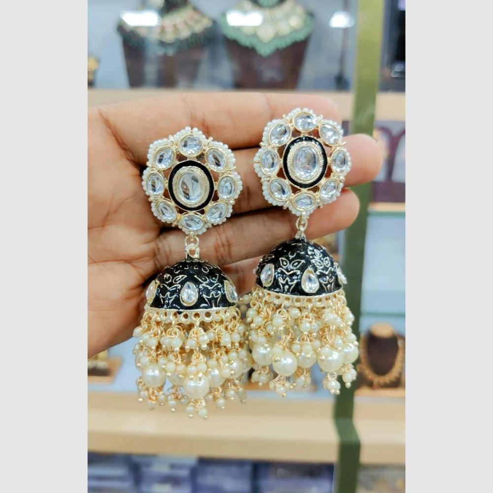 Manisha Jewellery Polki Kundan Meenakari With Pearl Jhumki Earrings