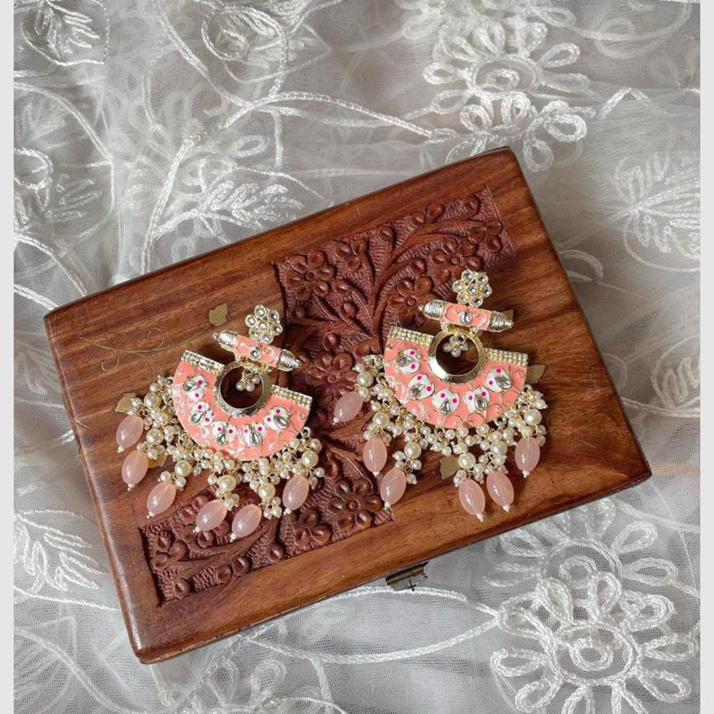 Manisha Jewellery Polki Kundan Meenakari With Pearl Dangler Earrings