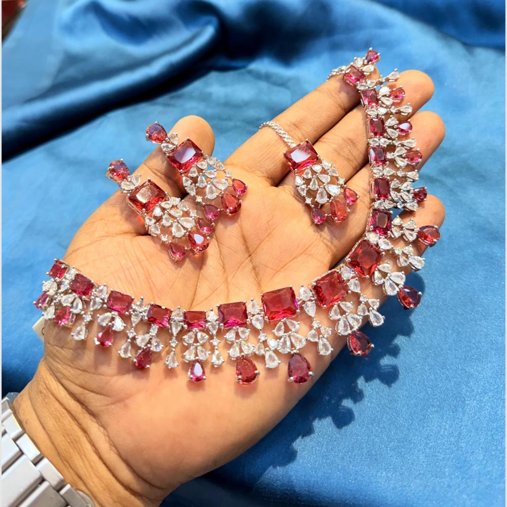 Manisha Jewellery Stylish American Diamond Designer Necklace Set