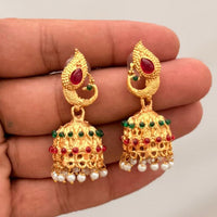 Manisha Jewellery Grand Pota Stone With Pearl Jhumki Earrings