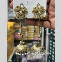 Manisha Jewellery Grand Kundan Stone And Pearl Ghungroo Jhumki Earrings 
