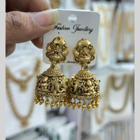 Manisha Jewellery Grand Pota Stone With Pearl Temple Jhumki Earrings