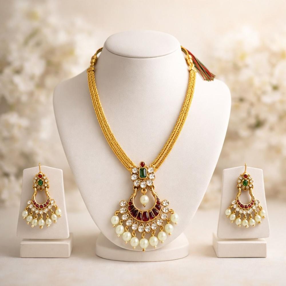 Manisha Jewellery Trendy Pota Stone And Beads Necklace Set