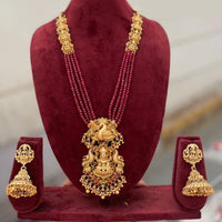 Manisha Jewellery Trendy Pota Stone And Pearl Temple Long Necklace Set
