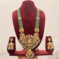 Manisha Jewellery Trendy Pota Stone And Pearl Temple Long Necklace Set
