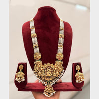 Manisha Jewellery Trendy Pota Stone And Pearl Temple Long Necklace Set
