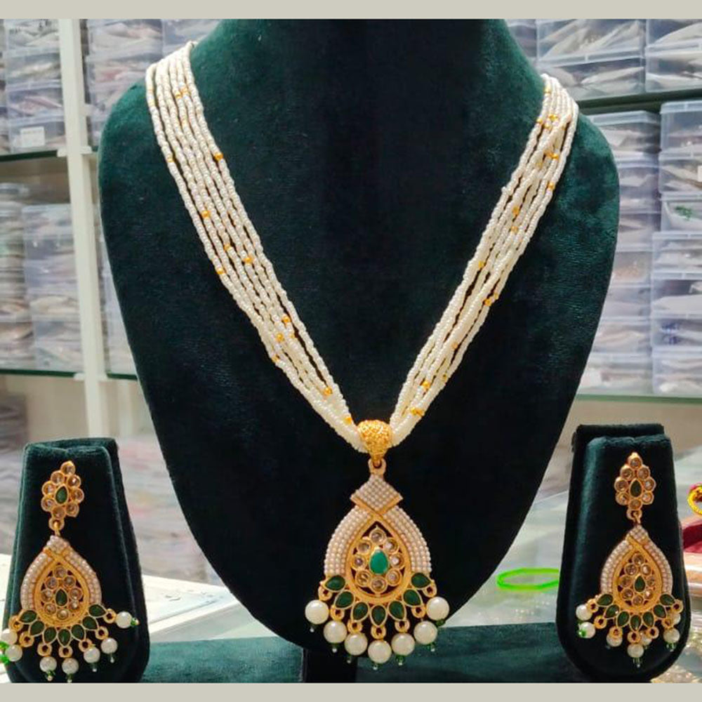 Manisha Jewellery Trendy Pota Stone  Pearl Long Necklace Set