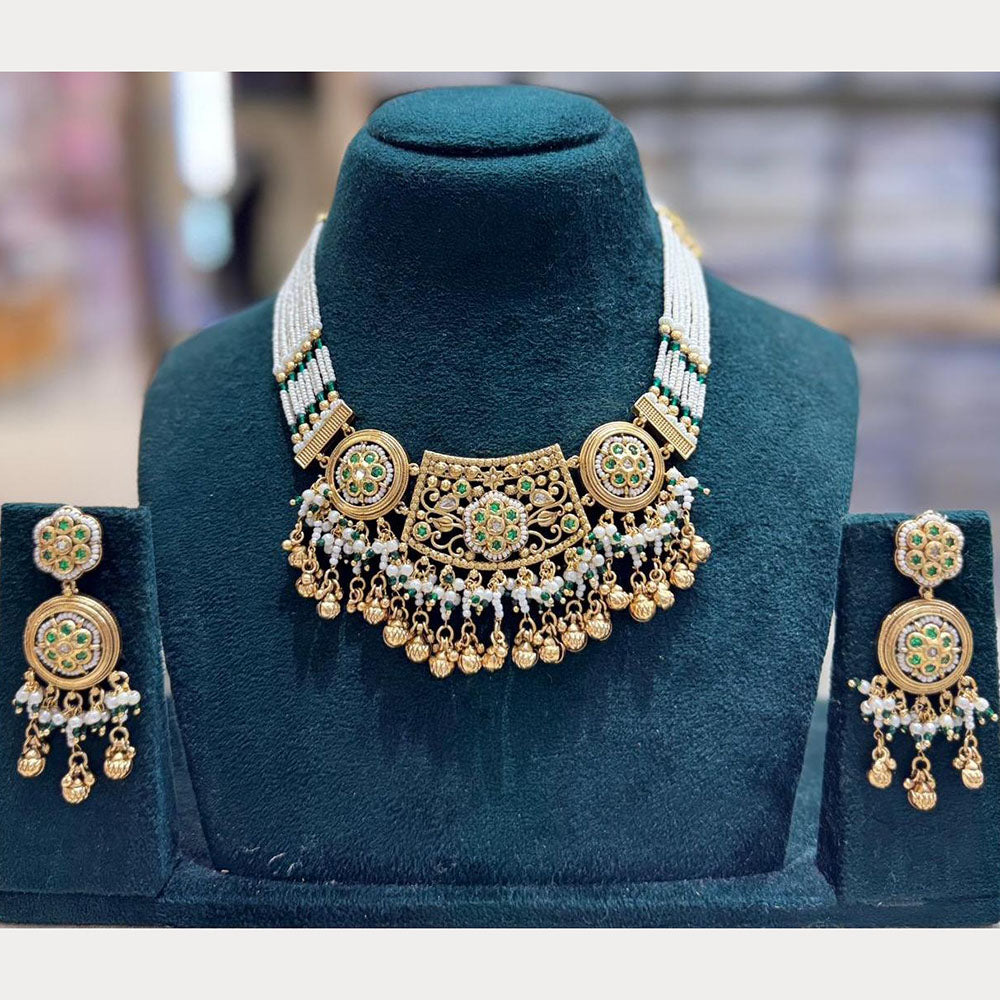 Manisha Jewellery Premium Pota Stone And Pearl Necklace Set