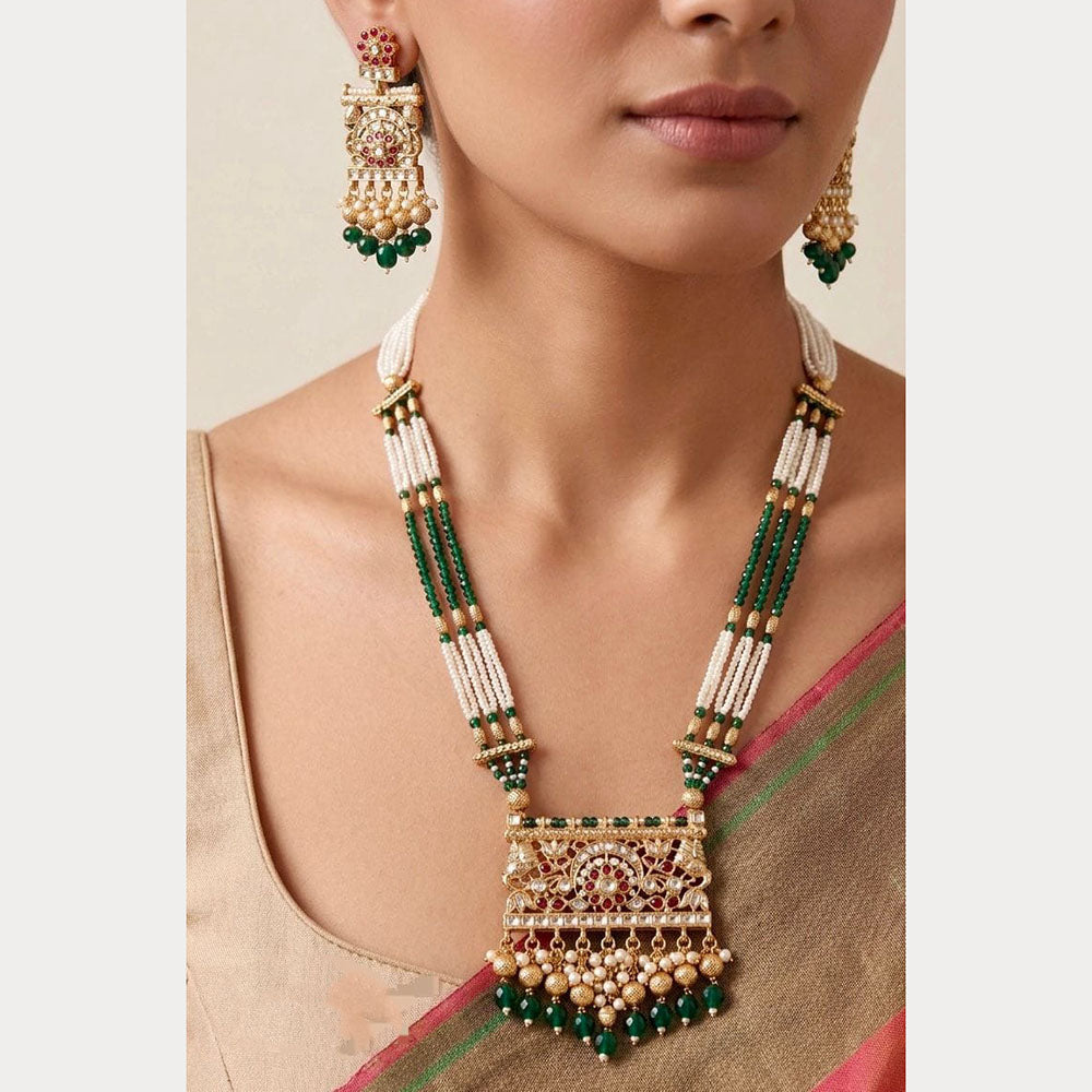 Manisha Jewellery Premium Pota Stone And Pearl Necklace Set