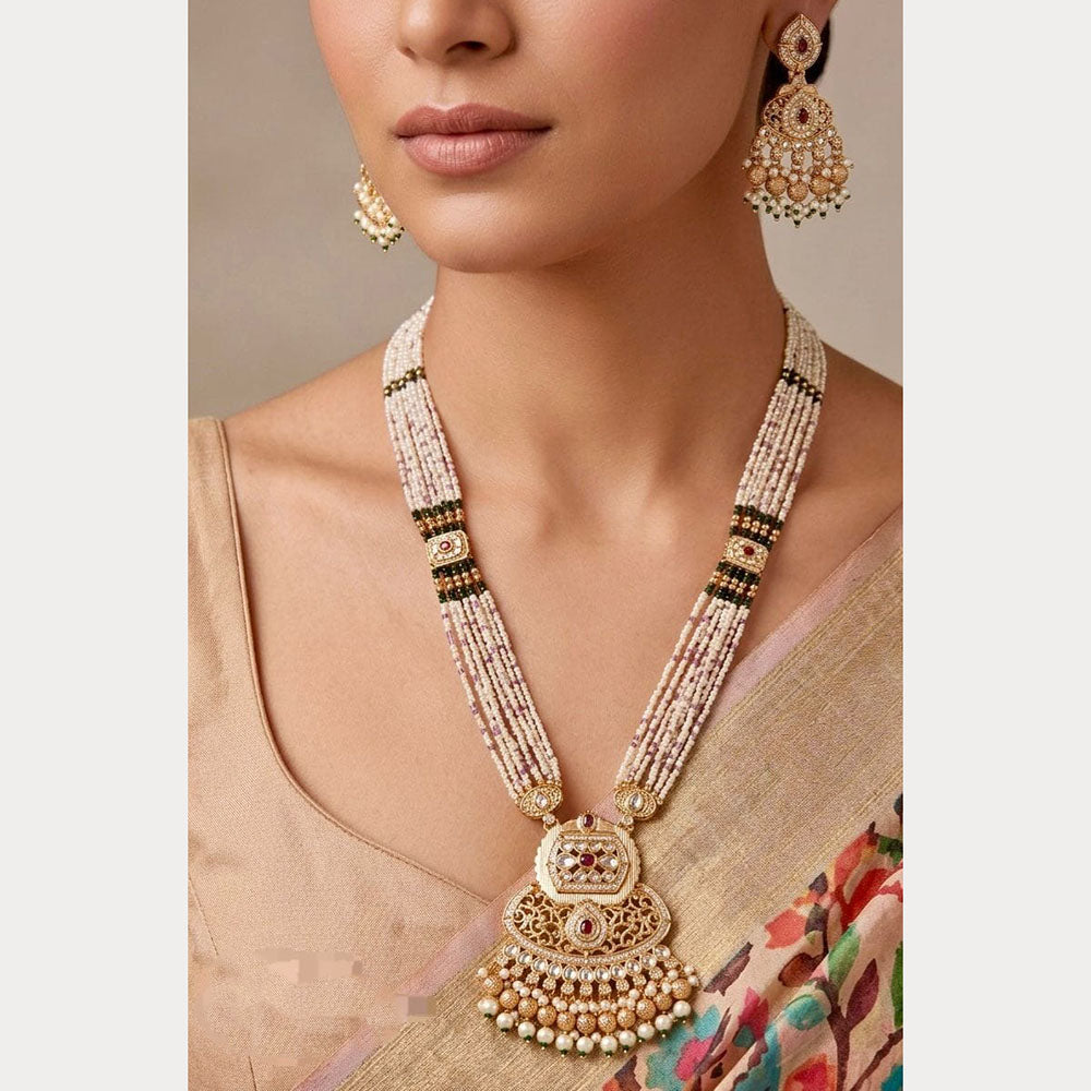 Manisha Jewellery Premium Pota Stone And Pearl Necklace Set